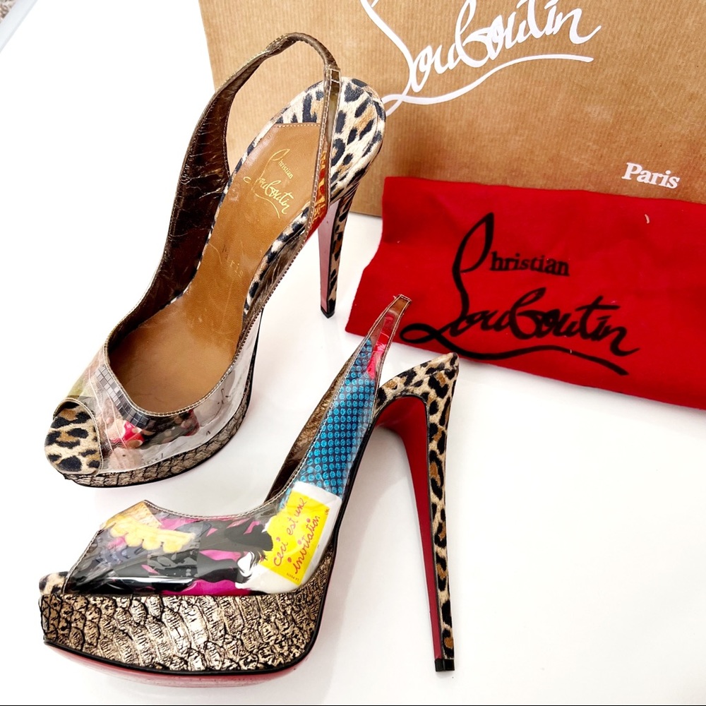 Christian Louboutin Winter Trash Suede Slingback Pumps Size 39.5 or 9